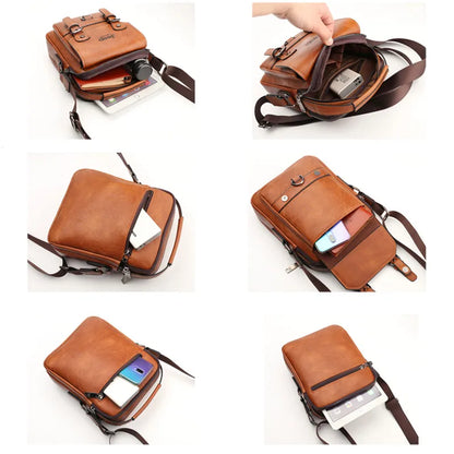JEEP BULUO Multi-function Business Handbags Men New Man's Shoulder Bag Large Capacity Leather Messenger Bag Crossbody Big Brand